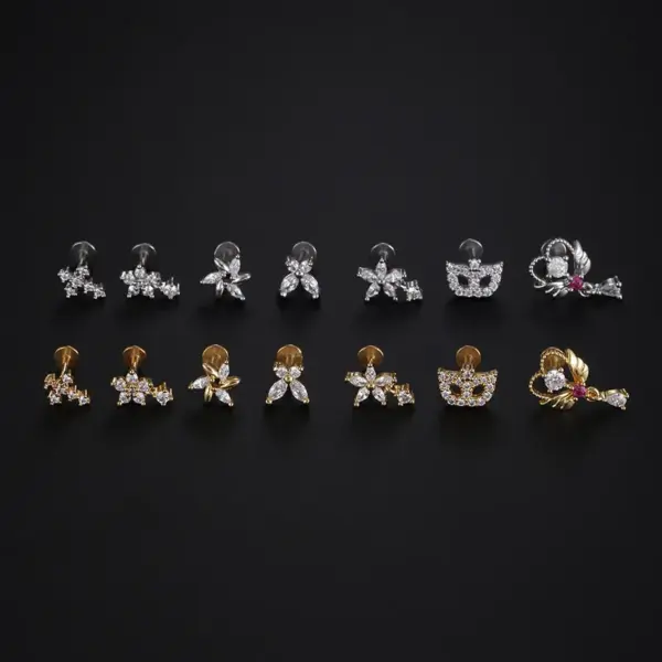 Wholesale Simple Style Star Butterfly Stainless Steel Inlay Zircon Lip Stud 1 Piece