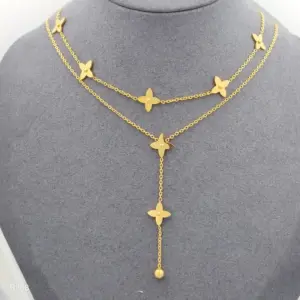 Golden Tape Nail Small Flower Necklace