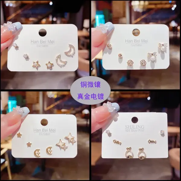 Wholesale Elegant Sweet Butterfly Copper Plating Inlay Zircon Ear Studs