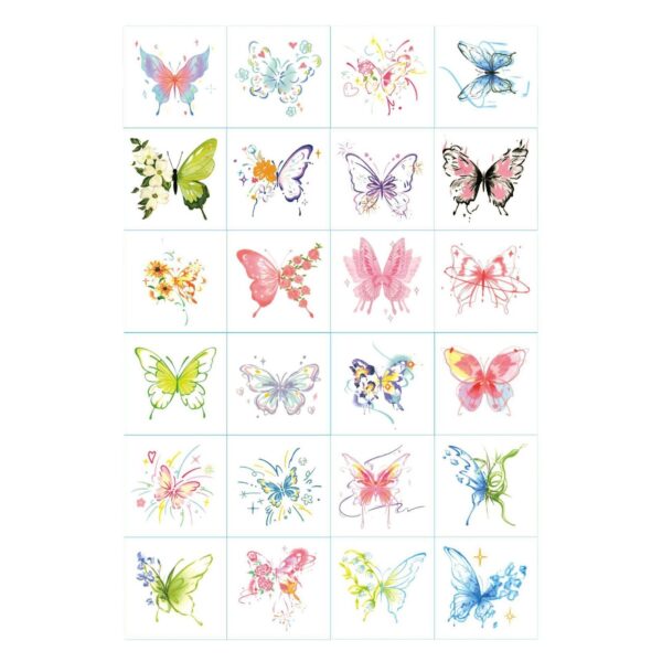 Wholesale Colorful Butterfly Tattoo Sticker Beautiful Flower High-end Sense Ins Girly Heart Collarbone Arm Waterproof Long-lasting Tattoo Sticker