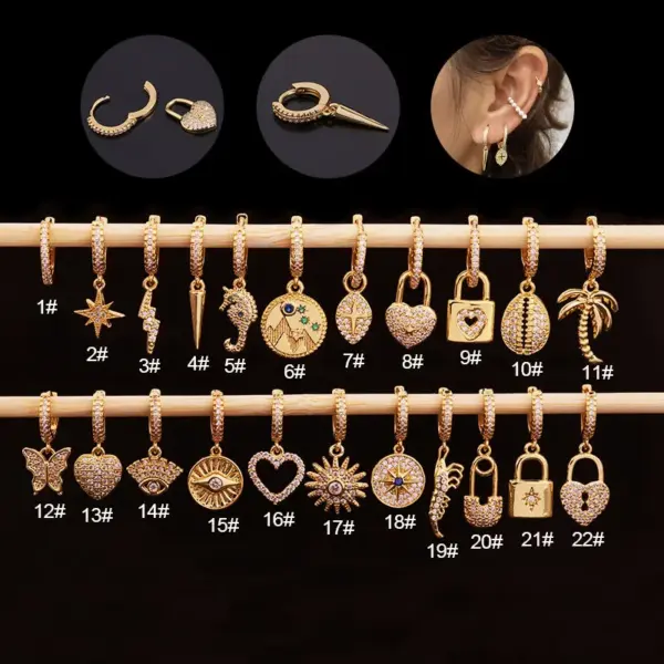 Wholesale 1 Piece Lady Geometric Copper Inlaid Zircon Earrings