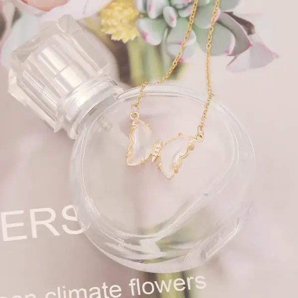 PVD Coated 18K Gold Real Gold Plated Butterfly Stainless Steel Sweet Waterproof Non Tarnish 304 Stainless Steel Necklace