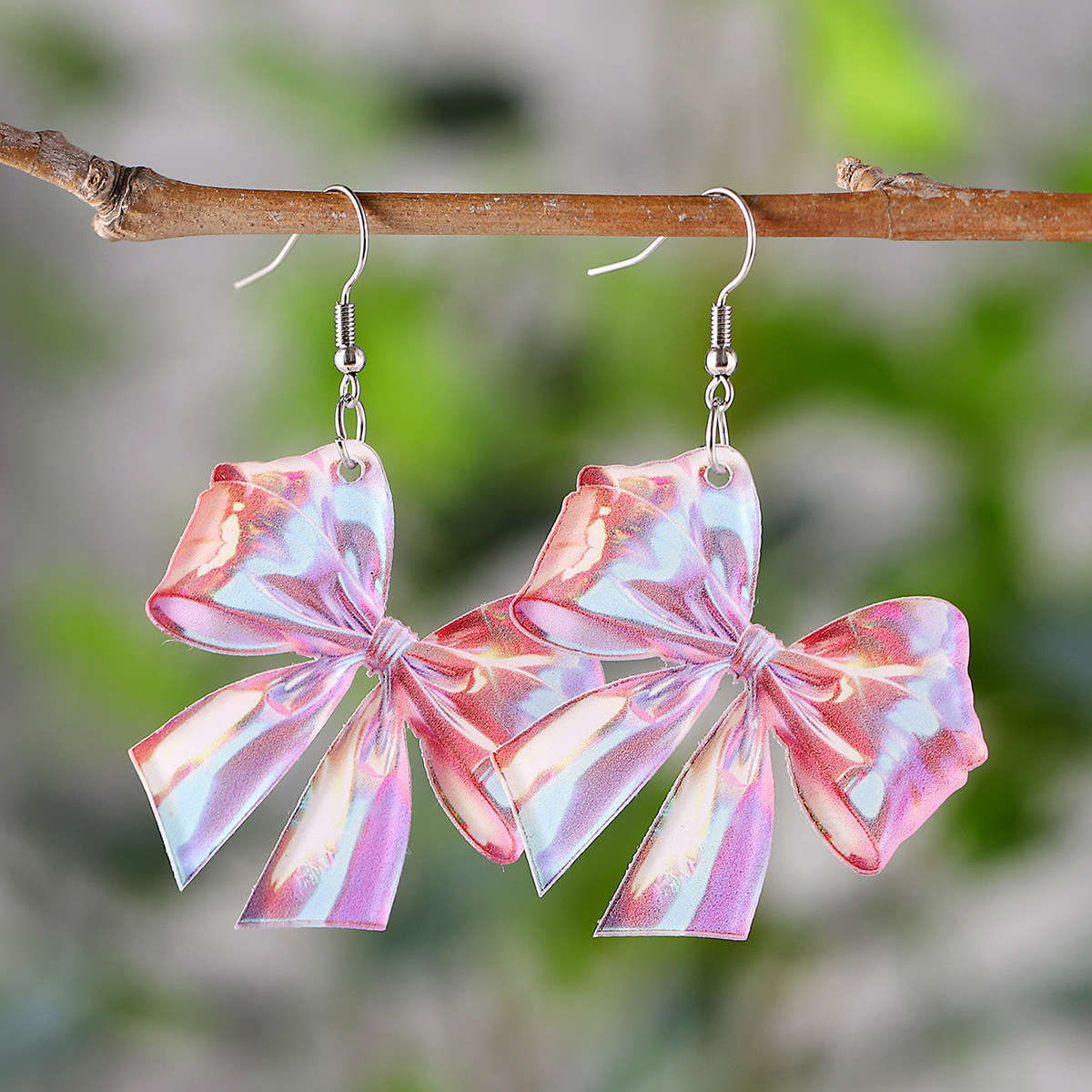 Wholesale Cross-border New Y2K Colorful Bow Acrylic Pendant Earrings Women's Simple Elegant Earrings Gift