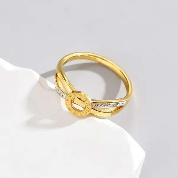 Wholesale PVD Coated Real Gold Plated 14K Gold Geometric 304 Stainless Steel Retro Classic Style Waterproof Non Tarnish Rings