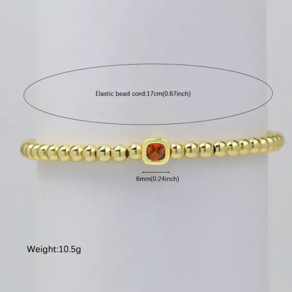 Wholesale Jewelry Elegant Lady Geometric Copper Birthstone Plating Beaded Chain Bracelets