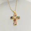 Wholesale Jewelry Commute Cross 201 Stainless Steel Glass Zircon Gold Plated Silver Plated Inlay Stainless Steel Necklaces