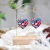Wholesale Cross-border Acrylic Earrings American Flag Independence Day Red White Blue Flag Color Heart Rose Earrings Earrings
