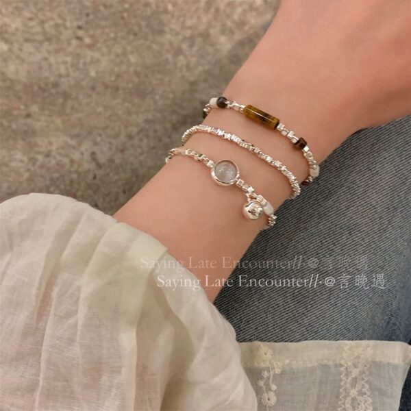 Wholesale A Few Pieces of Broken Silver ~ Cat's Eye Beaded Simple Bracelet for Women, Light Luxury, Niche, Exquisite, High-End Feel, 2025 New Model Jewelry