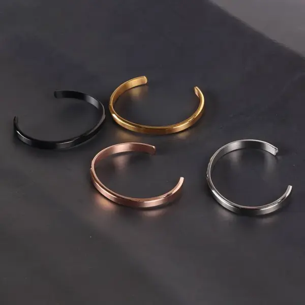 Wholesale 6mm Stainless Steel C Bracelet Titanium Steel Opening Adjustable Bracelet