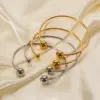 Stainless Steel Ball PVD Coated Real Gold Plated Simple Style Waterproof Non Tarnish Gold Bangle