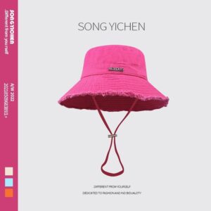 Qiya same style big brim fisherman hat-Rose Red / M（56-58cm）