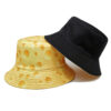Wholesale Creative Spring New Cheese Pattern Double-sided Hat Sun Hat Sunscreen Sunshade Fisherman Hat Outdoor Fashion Basin Hat