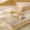 Women'S 304 Stainless Steel PVD Coated Inlay Geometric Artificial Pearls Open Ring Imitation Pearl Jewelry