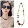 Wholesale Explosive Star Necklace Color Ethnic Style Dopamine Glaze Beaded Women's New Chinese Style Retro Design Collarbone Necklace Chain