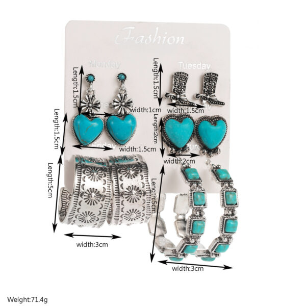 Wholesale Turquoise Earrings Set Western Style Love Shoes Boots Cross Earrings
