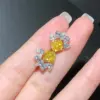 Wholesale Europe And The United States New Exquisite Zircon Yellow Diamond Inlaid Water Drop Copper Earrings
