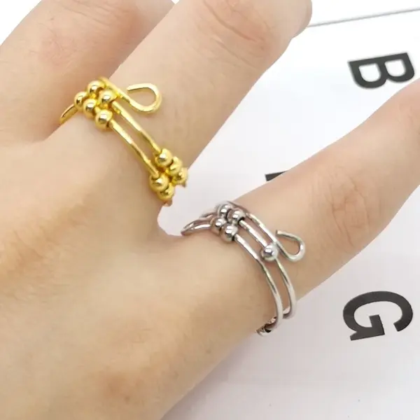 Retro Round Stainless Steel Copper Rings 1 Piece