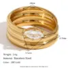 Wholesale PVD Coated Real Gold Plated 18K Gold Lines 304 Stainless Steel Artistic Waterproof Non Tarnish Rings