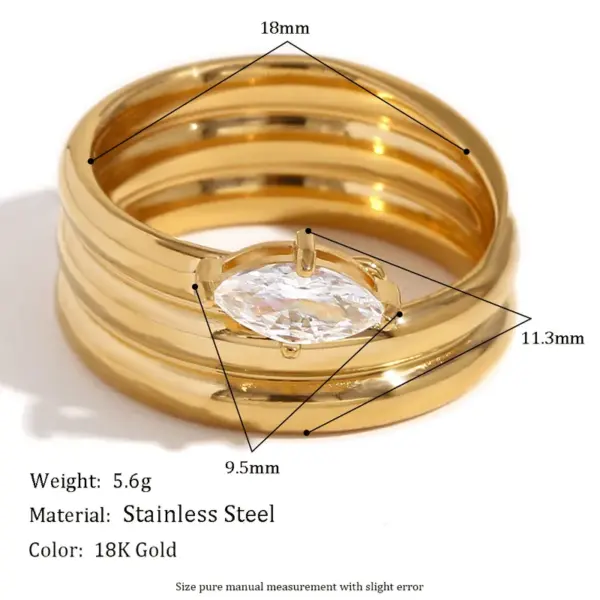 Wholesale PVD Coated Real Gold Plated 18K Gold Lines 304 Stainless Steel Artistic Waterproof Non Tarnish Rings