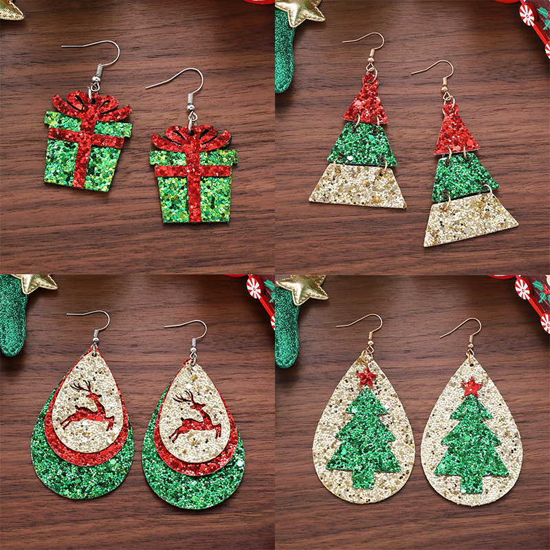 Wholesale Christmas Sequins Earrings Gift Box