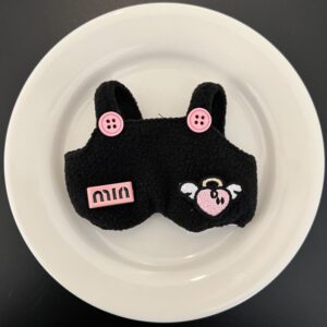 Black round pink button suede overalls