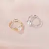 Wholesale Korean Pearl Copper Rings Sweet Simple Pearl Ring Knotted Mouth Ring Ladies Index Finger Ring Wholesale Nihaojewelry