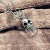 Wholesale Gothic Skull Pendant Hair Collection Commemorative Glass Wishing Bottle Openable Pet urn Necklace