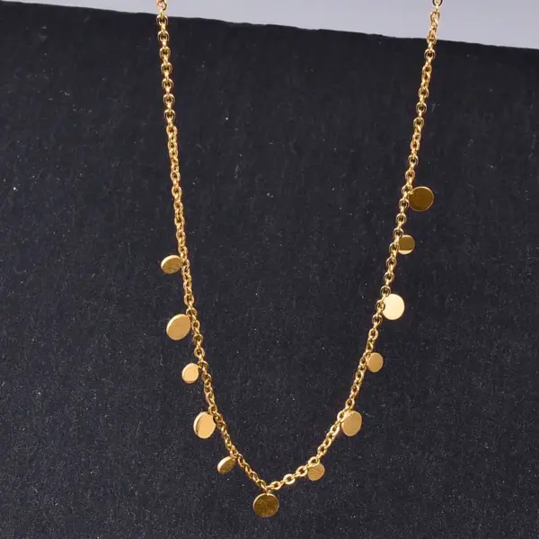 Wholesale PVD Coated 18K Real Gold Plated Conical Rectangle 304 Stainless Steel Waterproof Non Tarnish Inlay Inlaid Necklace