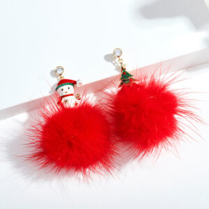 Silver needle: Christmas snowman + Christmas tree + red fur ball