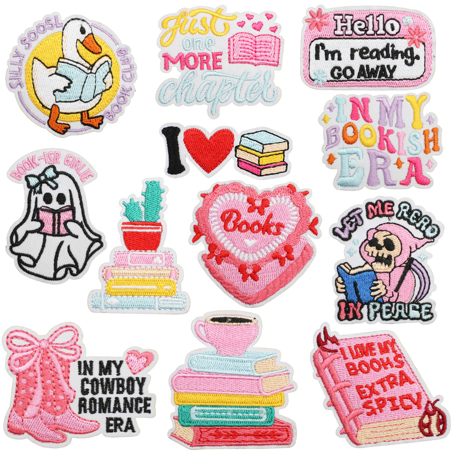 Wholesale Love reading embroidery cloth stickers learning hobby patch student bag decoration books computer embroidery Zhang Zi hot stickers