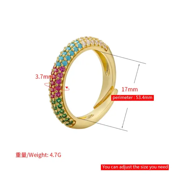 Simple Fashion Micro-inlaid Multi-color Zircon Adjustable Copper Ring Wholesale Nihaojewelry