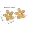 Wholesale 1 Pair Retro Geometric Flower Butterfly Plating Inlay Titanium Steel Tiger Eye 18K Gold Plated Ear Studs