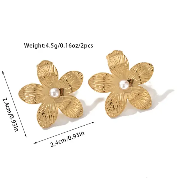 Wholesale 1 Pair Retro Geometric Flower Butterfly Plating Inlay Titanium Steel Tiger Eye 18K Gold Plated Ear Studs