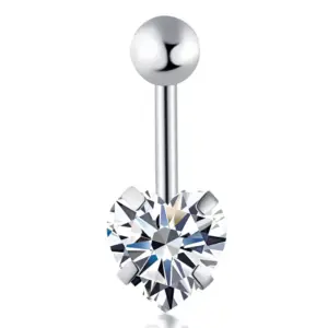 One Silver Single-Heart Zircon Ball