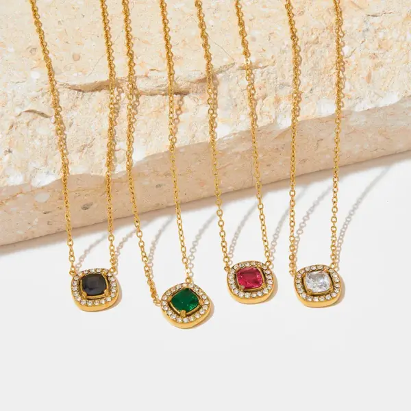 Wholesale PVD Coated Real Gold Plated 16K Gold White Gold Plated Gold Plating Square 304 Stainless Steel Titanium Steel Classic Style Waterproof Non Tarnish Bracelets Earrings Necklace