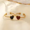 Wholesale Ion Plating (IP) 18K Gold Plated Heart Shape 304 Stainless Steel Simple Style Waterproof Non Tarnish Open Rings