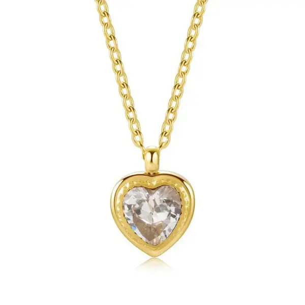 Wholesale PVD Coated 18K Gold Real Gold Plated Heart Shape 304 Stainless Steel Sweet Waterproof Non Tarnish 304 Stainless Steel Pendant Necklace