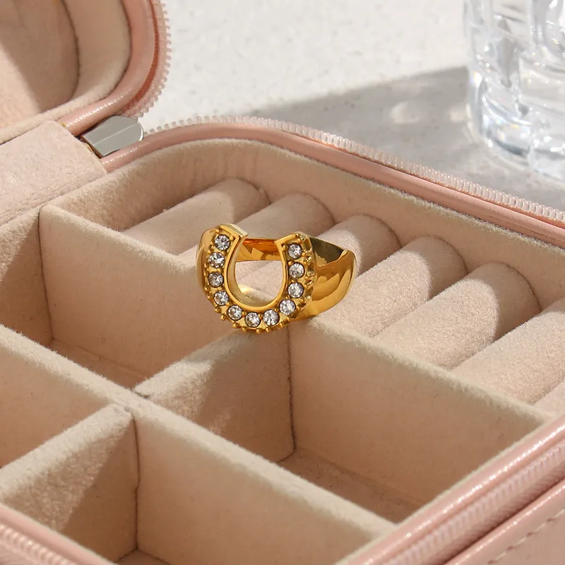 PVD Coated Real Gold Plated 18K Gold Geometric 304 Stainless Steel Fashion Waterproof Non Tarnish Rings