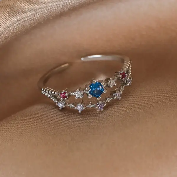 Wholesale Simple Style Shiny Star Water Droplets Heart Shape Copper Inlay White Gold Plated Gold Plated Zircon Open Rings