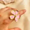 PVD Coated Real Gold Plated 18K Gold Flower 304 Stainless Steel Casual Retro Simple Style Waterproof Non Tarnish Open Rings