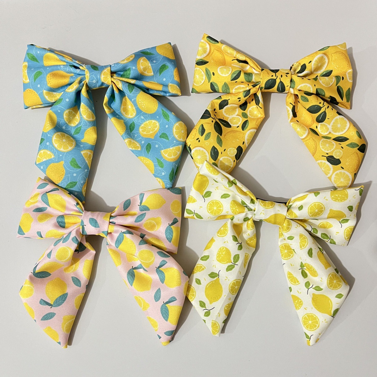 Wholesale Fabric lemon knotted bow hair clip
