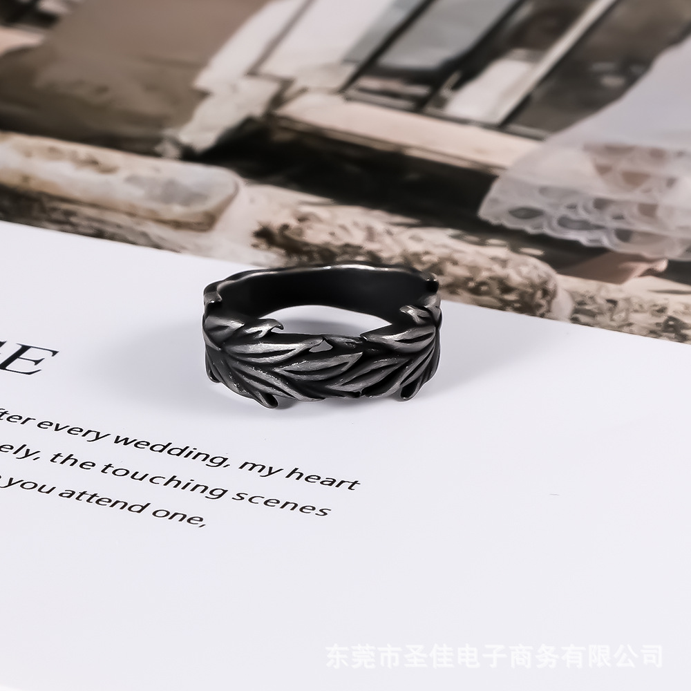 Wholesale in stock Retro Men's Ring Distinctive Distressed Plant Wheat Ear Boys Titanium Steel Ring Advanced Sense SA1174