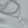 PVD Coated 18K Gold Plated Cross 304 Stainless Steel Fashion Waterproof Non Tarnish 304 Stainless Steel Pendant Necklace