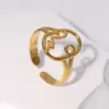 Wholesale PVD Coated Real Gold Plated Human Face Stainless Steel Fashion Waterproof Non Tarnish Open Ring