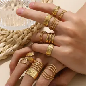 Wholesale Jewelry Retro U Shape Heart Shape Solid Color 304 Stainless Steel Open Rings