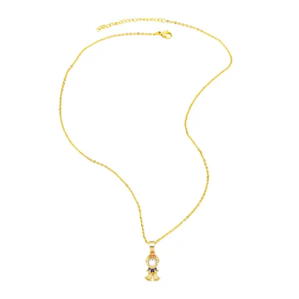 Wholesale Cute Fashion Simple Style Cartoon Character Mermaid Copper Plating Inlay Zircon 18k Gold Plated Necklace