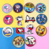 Wholesale Round Cute Cartoon Puppy Nubi Embroider Patch with Adhesive Backing Hand-Pressed DIY Decorative Luggage