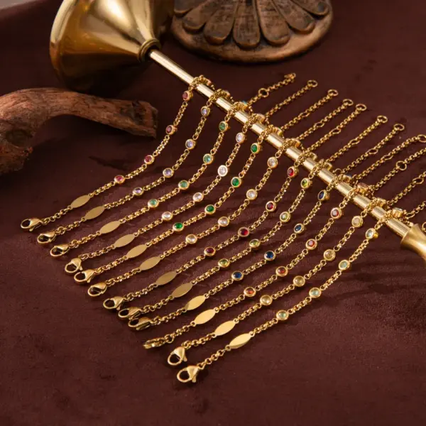 Wholesale Vacuum Plating 18K Gold Plated Birthstone 304 Stainless Steel Elegant Classical Lady 304 Stainless Steel Lobster Trigger Clasp Closure Bracelets
