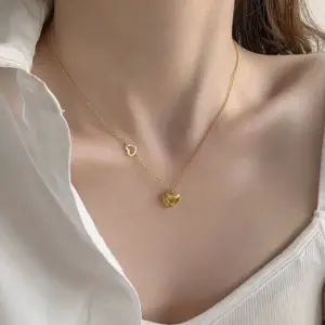 Wholesale Jewelry Lady Heart Shape 304 Stainless Steel Plating Pendant Necklace Cable Chain