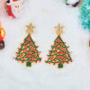 Wholesale Christmas tree atmosphere hollow five-pointed star diamond earrings